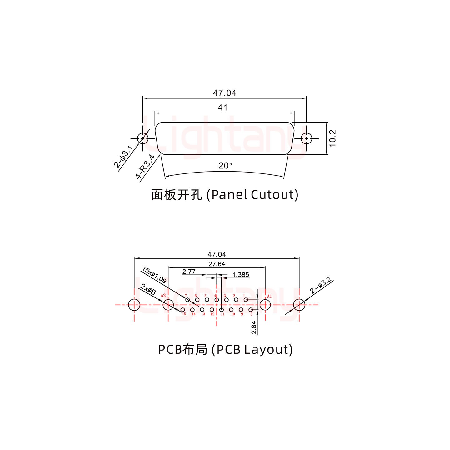 17W2母PCB直插板/鉚魚叉7.0/大電流20A