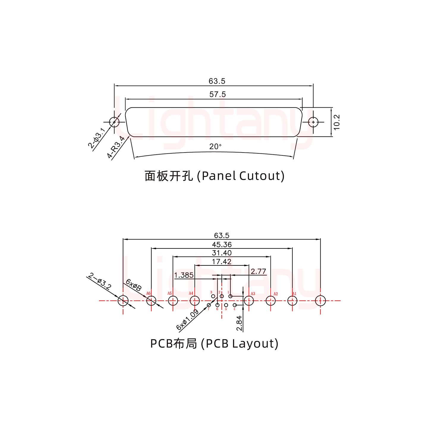 13W6A母PCB直插板/鉚魚叉7.0/大電流20A