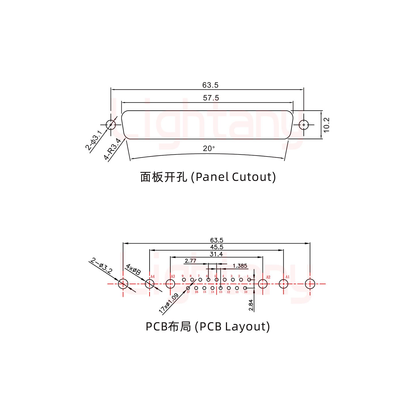 21W4母PCB直插板/鉚魚叉7.0/大電流40A