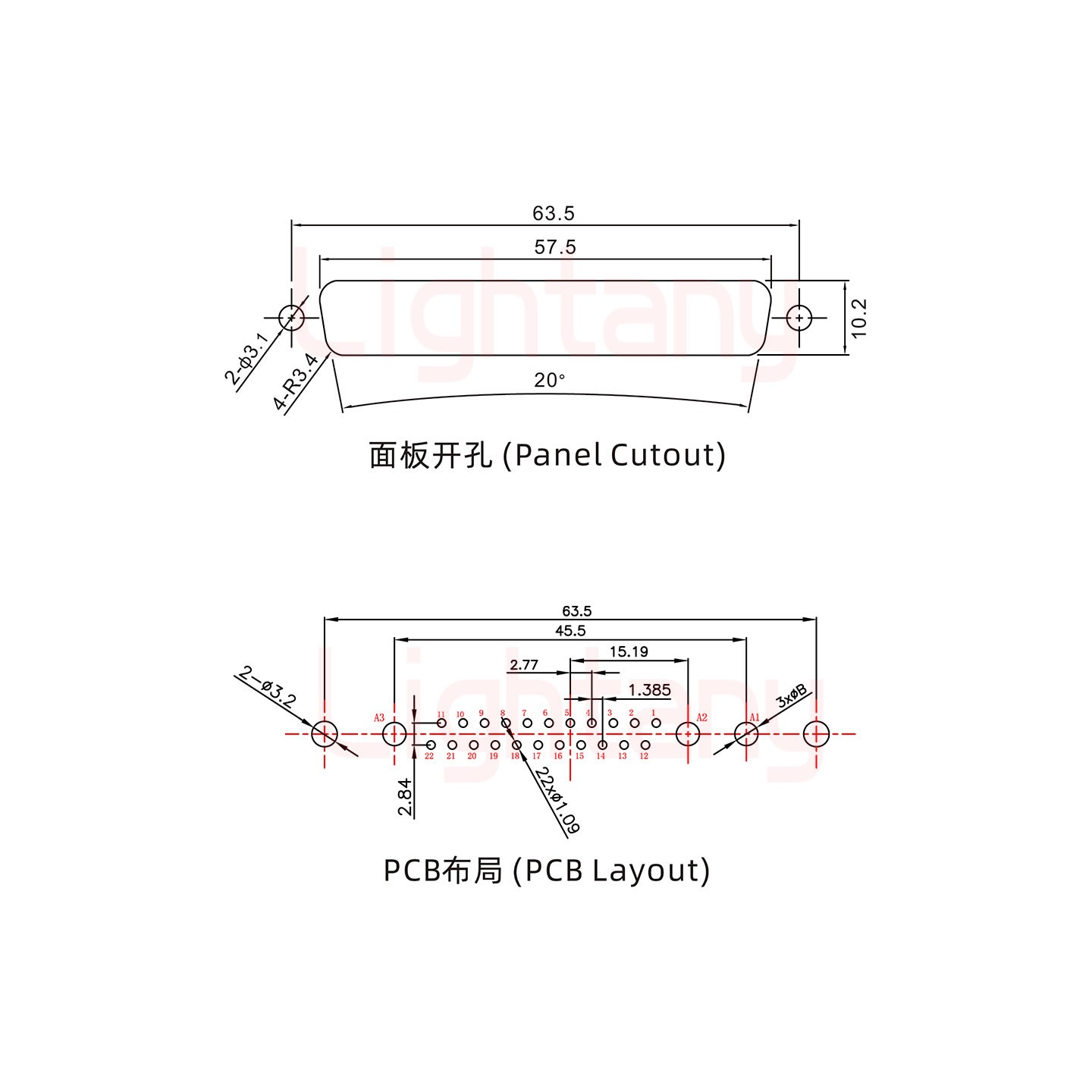 25W3母PCB直插板/鉚魚(yú)叉7.0/大電流20A