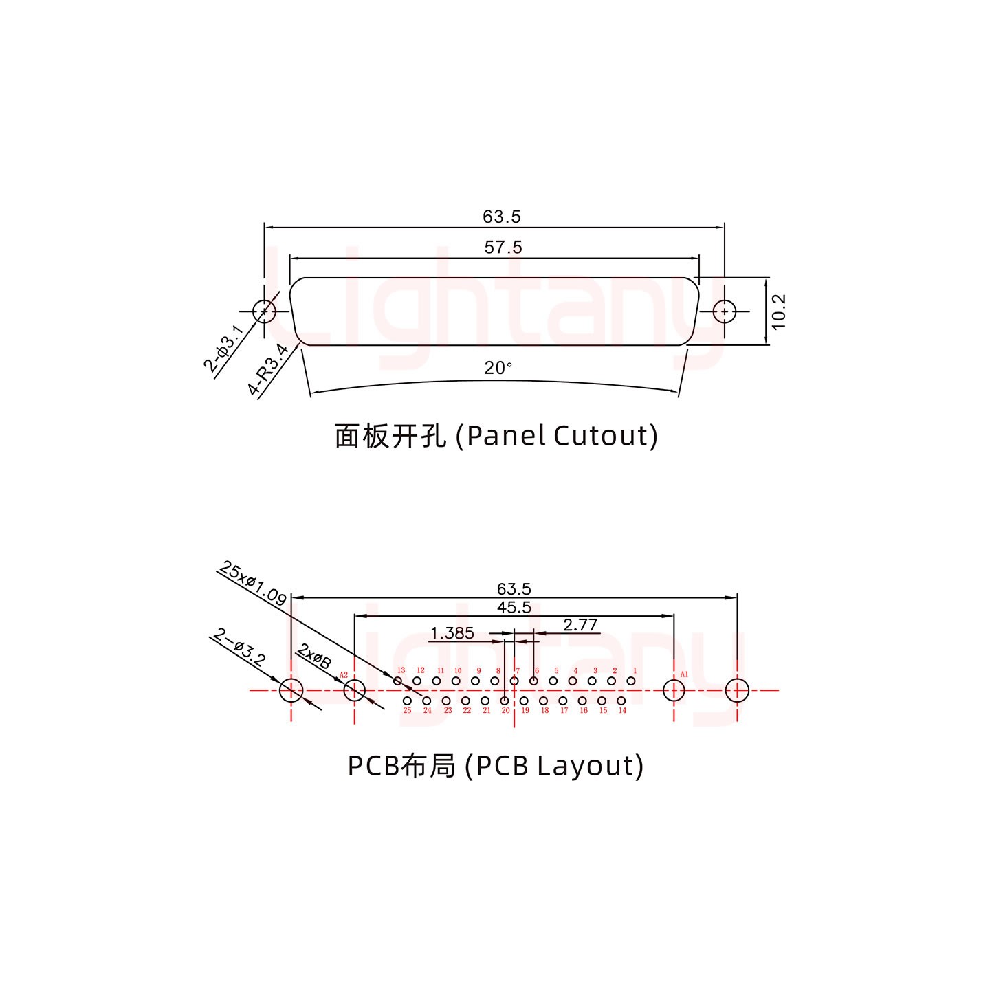 27W2母PCB直插板/鉚魚叉7.0/大電流20A