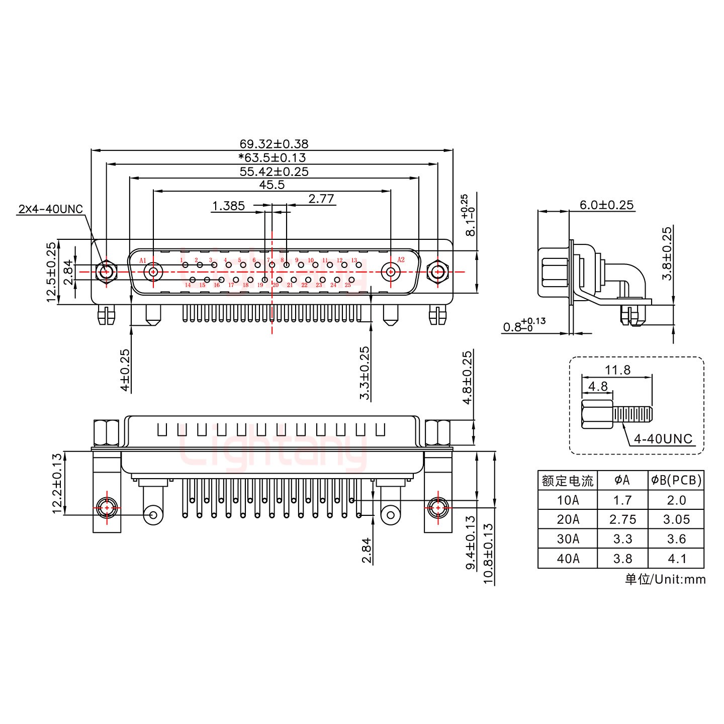 27W2公PCB彎插板/鉚支架10.8/大電流30A