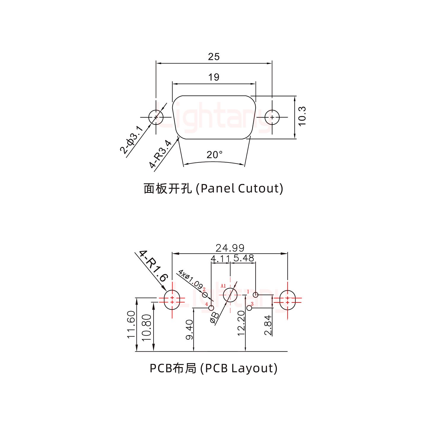 5W1母PCB彎插板/鉚支架10.8/大電流30A