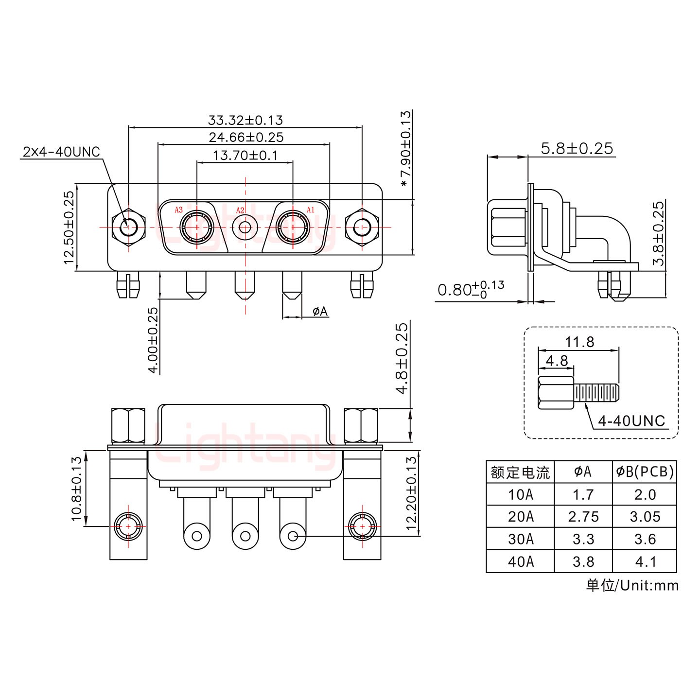 3V3母PCB彎插板/鉚支架10.8/大電流30A