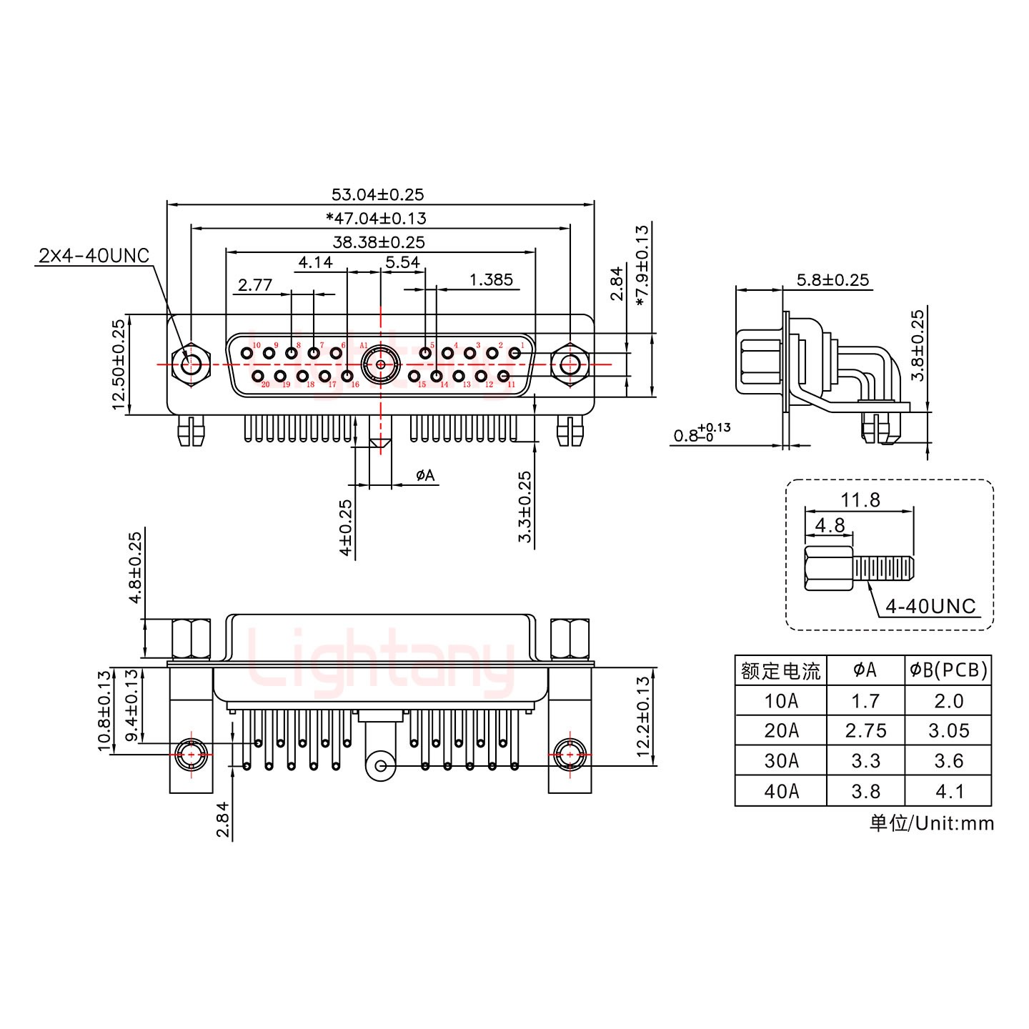 21W1母PCB彎插板/鉚支架10.8/大電流30A