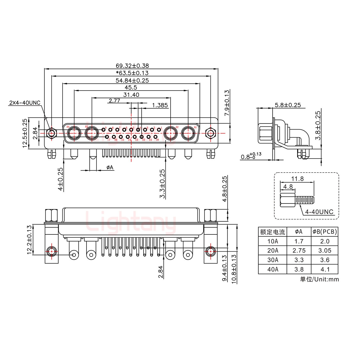 21W4母PCB彎插板/鉚支架10.8/大電流30A