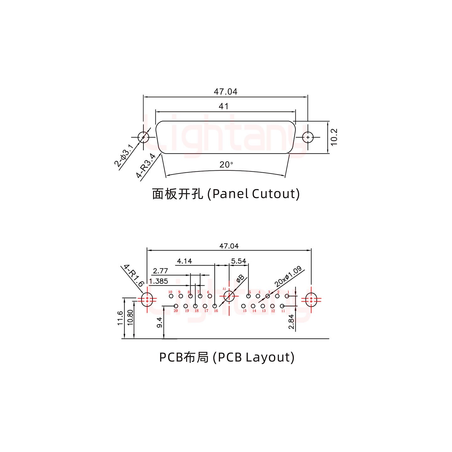 21W1母PCB彎插板/鉚支架11.6/大電流10A