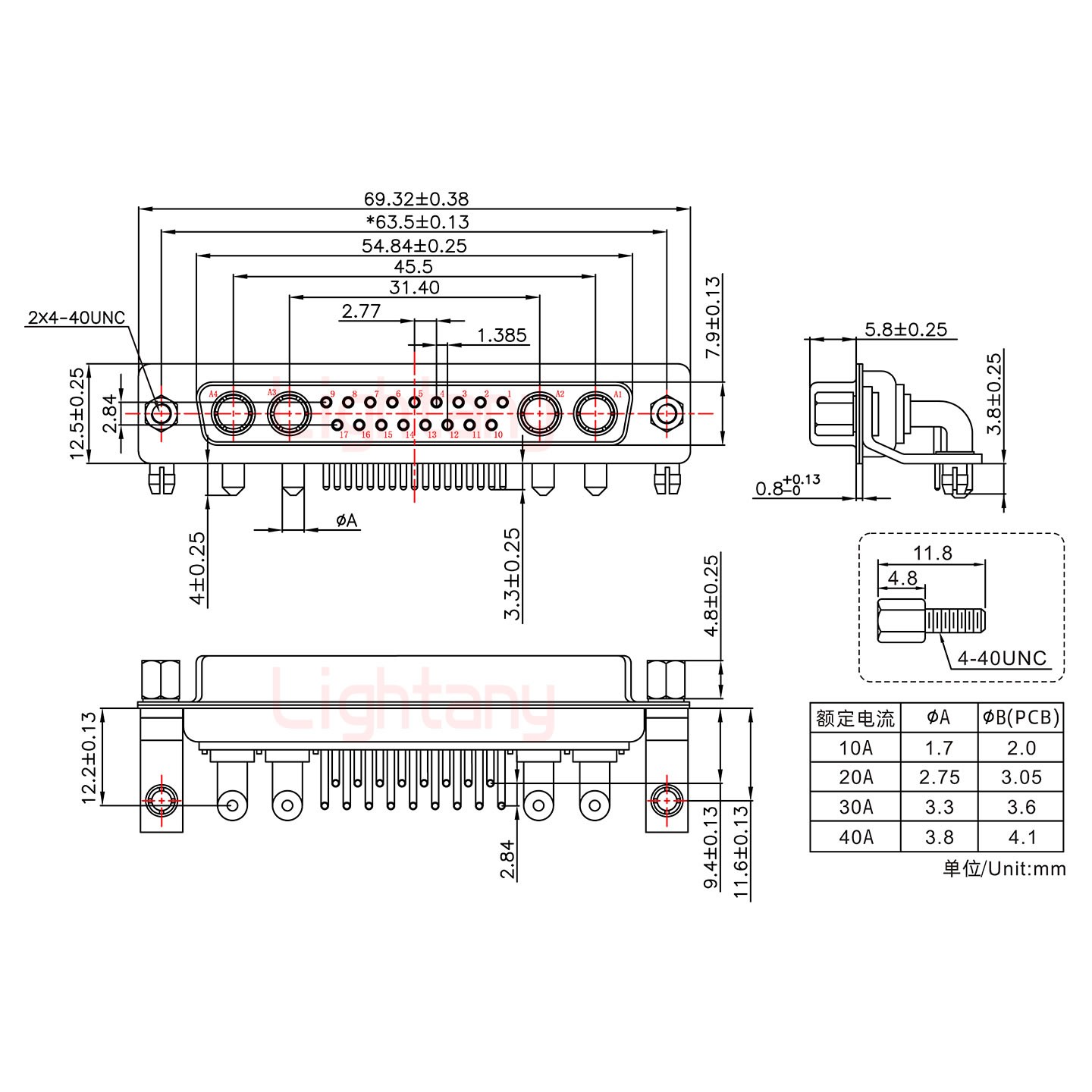 21W4母PCB彎插板/鉚支架11.6/大電流40A