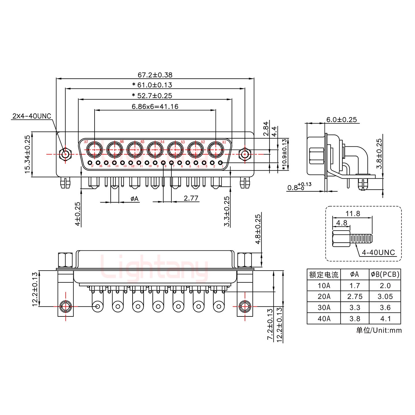 24W7母PCB彎插板/鉚支架12.2/大電流10A