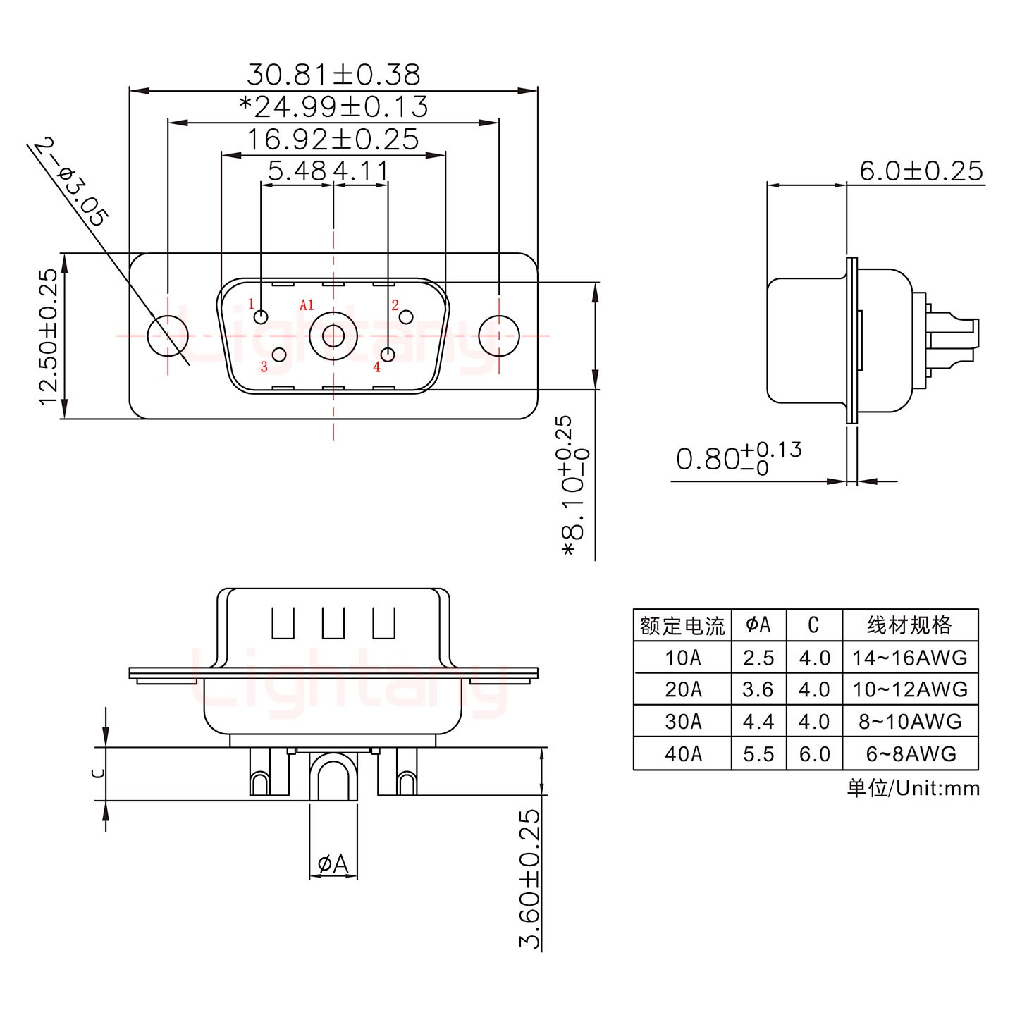 5W1公短體焊線40A+9P金屬外殼1707直出線4~12mm