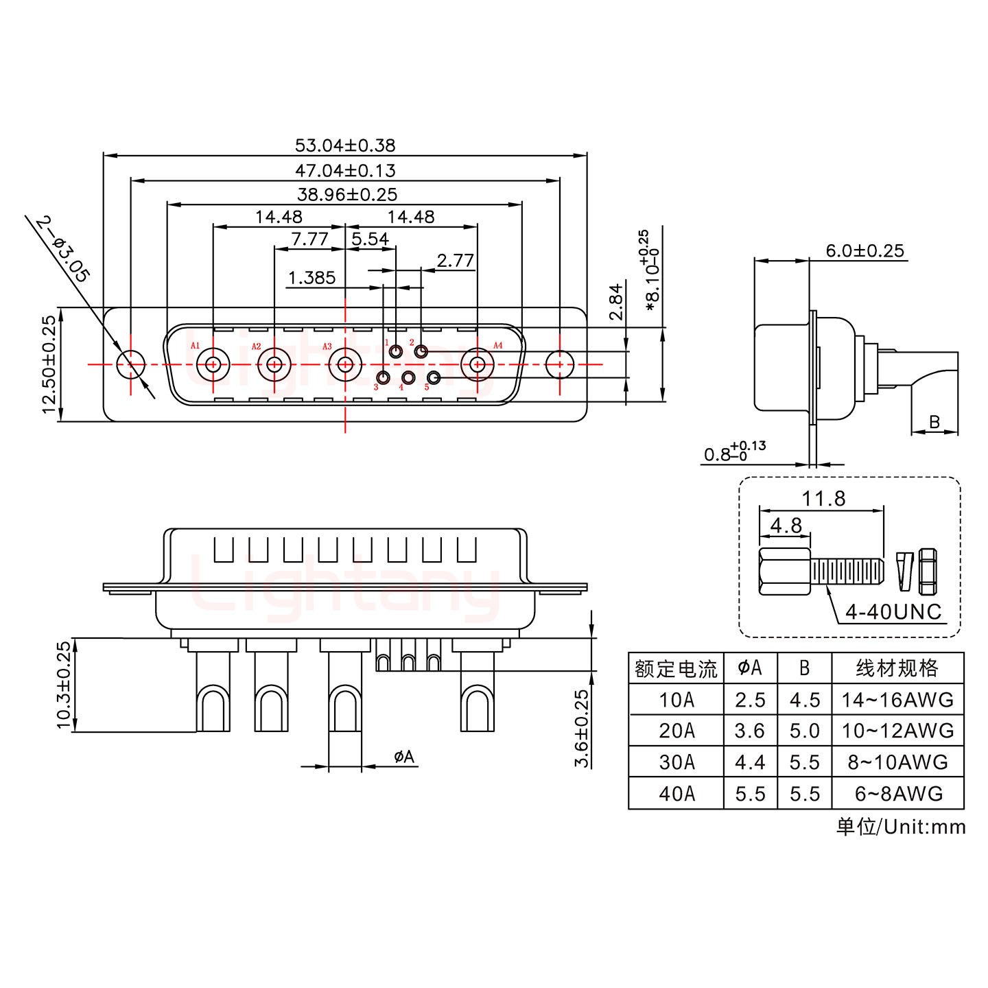 9W4公長體焊線/配螺絲螺母/大電流20A