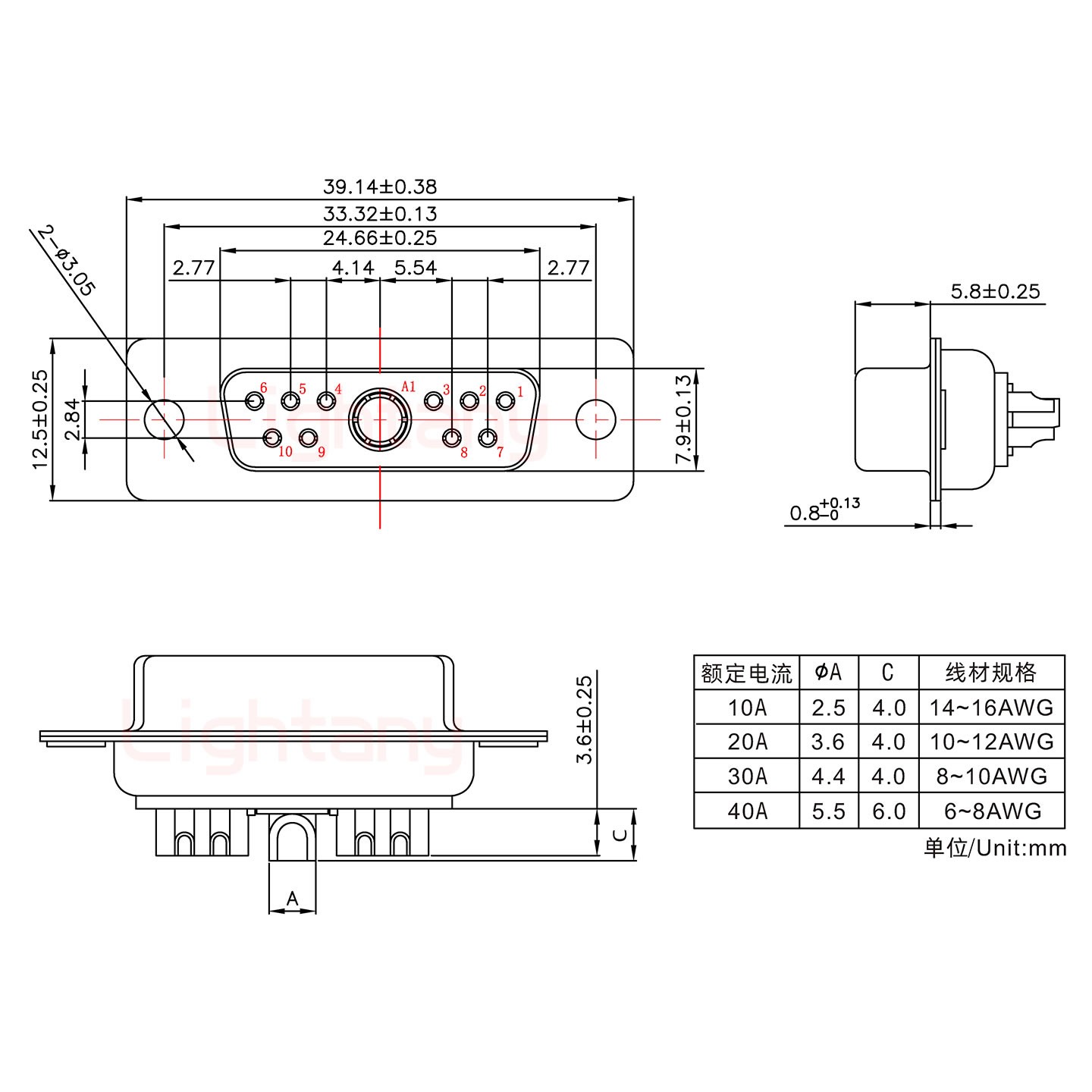 11W1母短體焊線10A+15P金屬外殼1443彎出線4~12mm