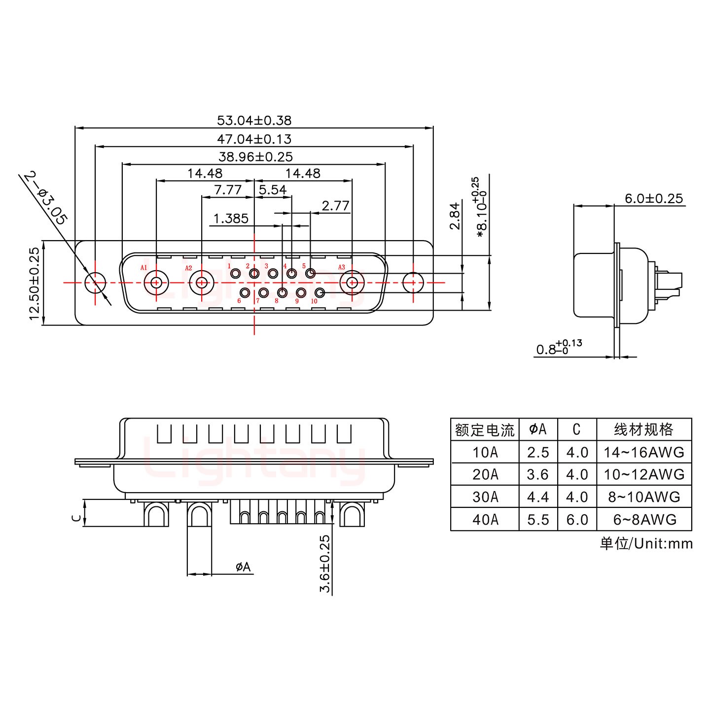 13W3公短體焊線30A+25P金屬外殼592斜出線4~12mm