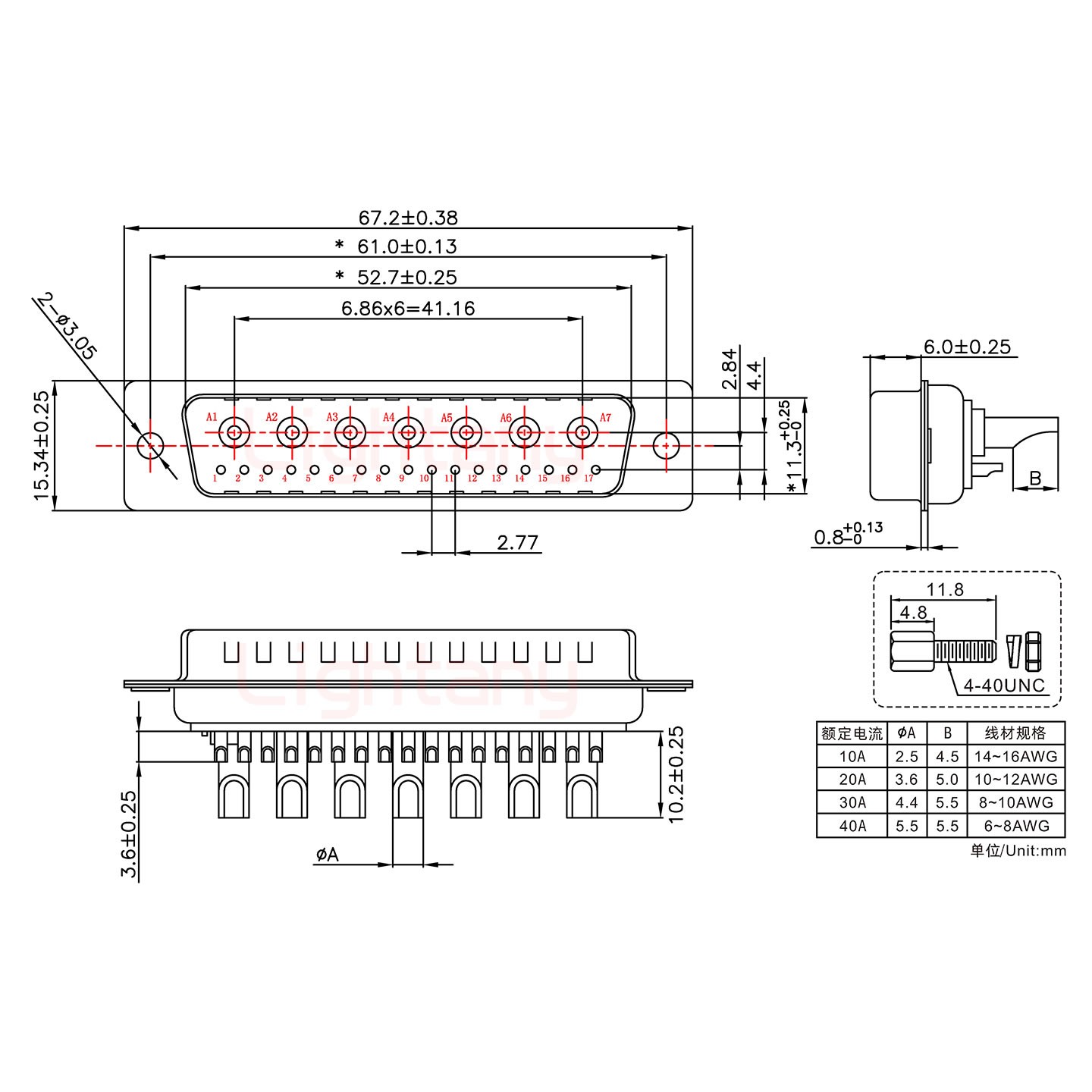 24W7公長(zhǎng)體焊線/配螺絲螺母/大電流20A