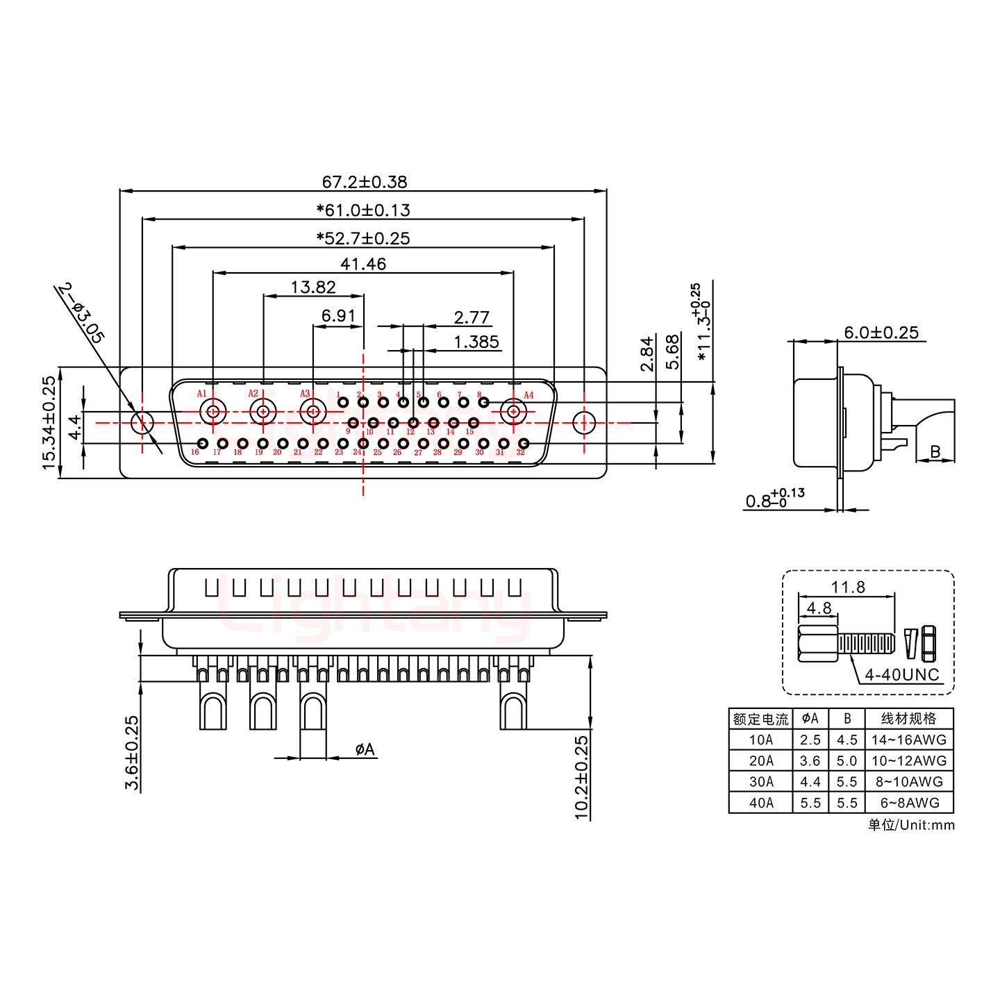 36W4公長(zhǎng)體焊線/配螺絲螺母/大電流40A