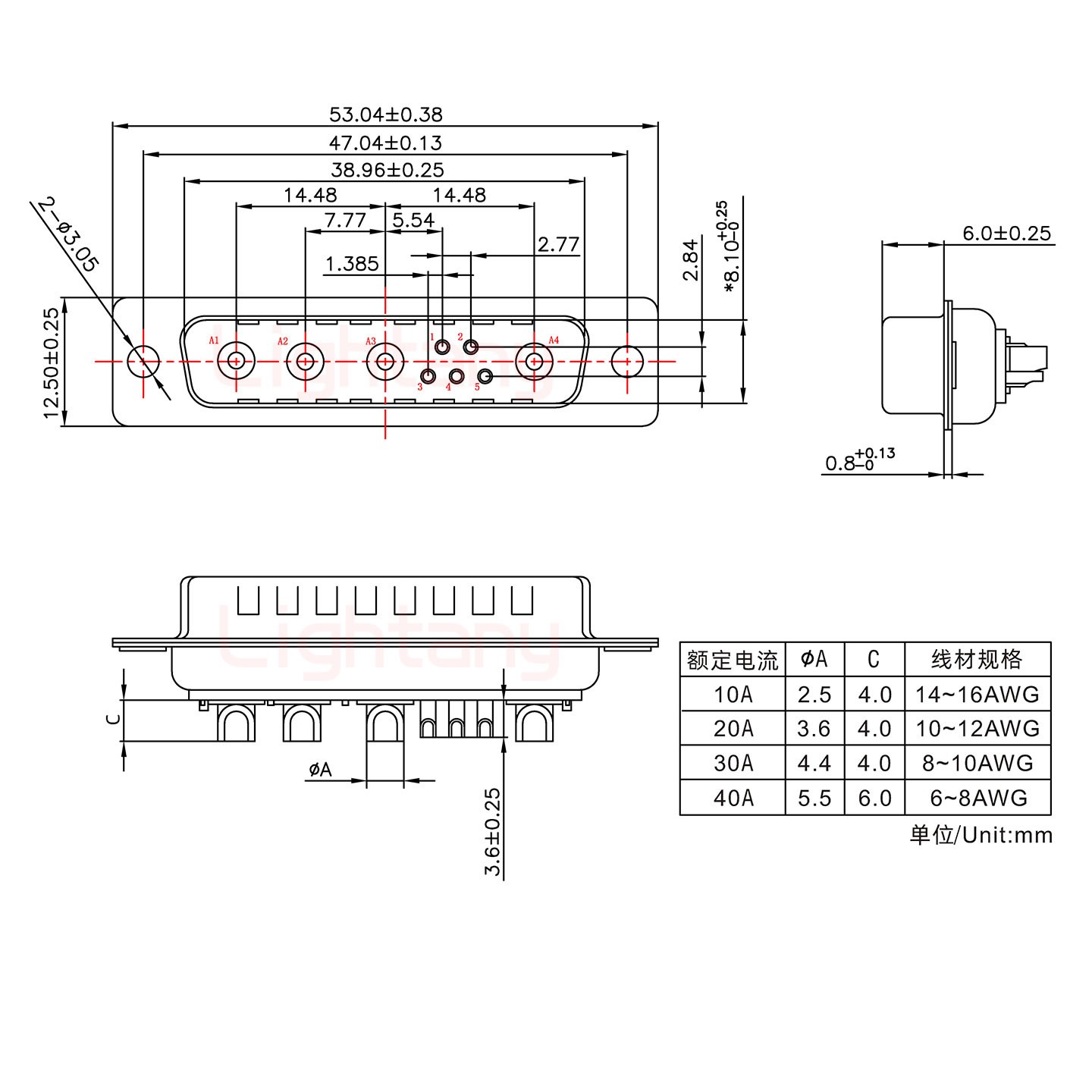 9W4公短體焊線40A+25P金屬外殼1015彎出線4~12mm