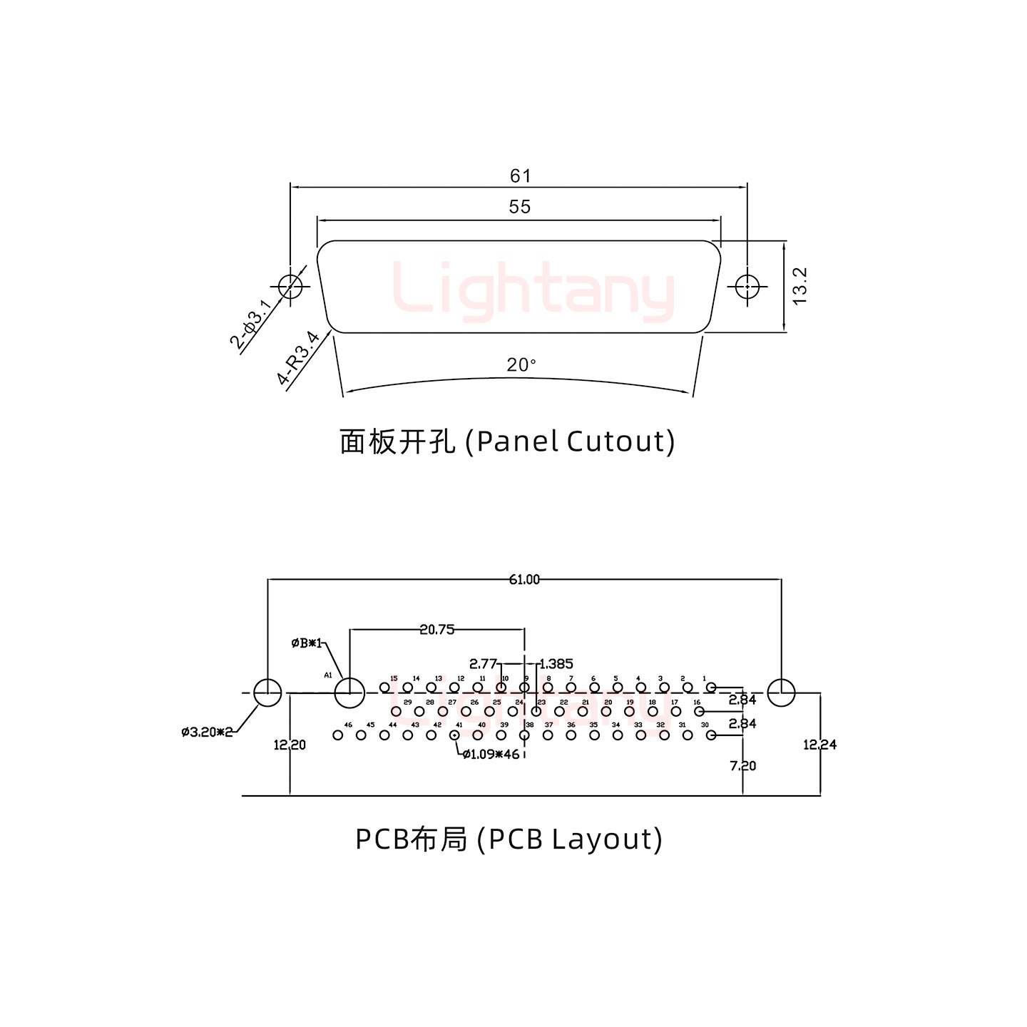 47W1母PCB彎插板/鉚支架12.2/大電流40A