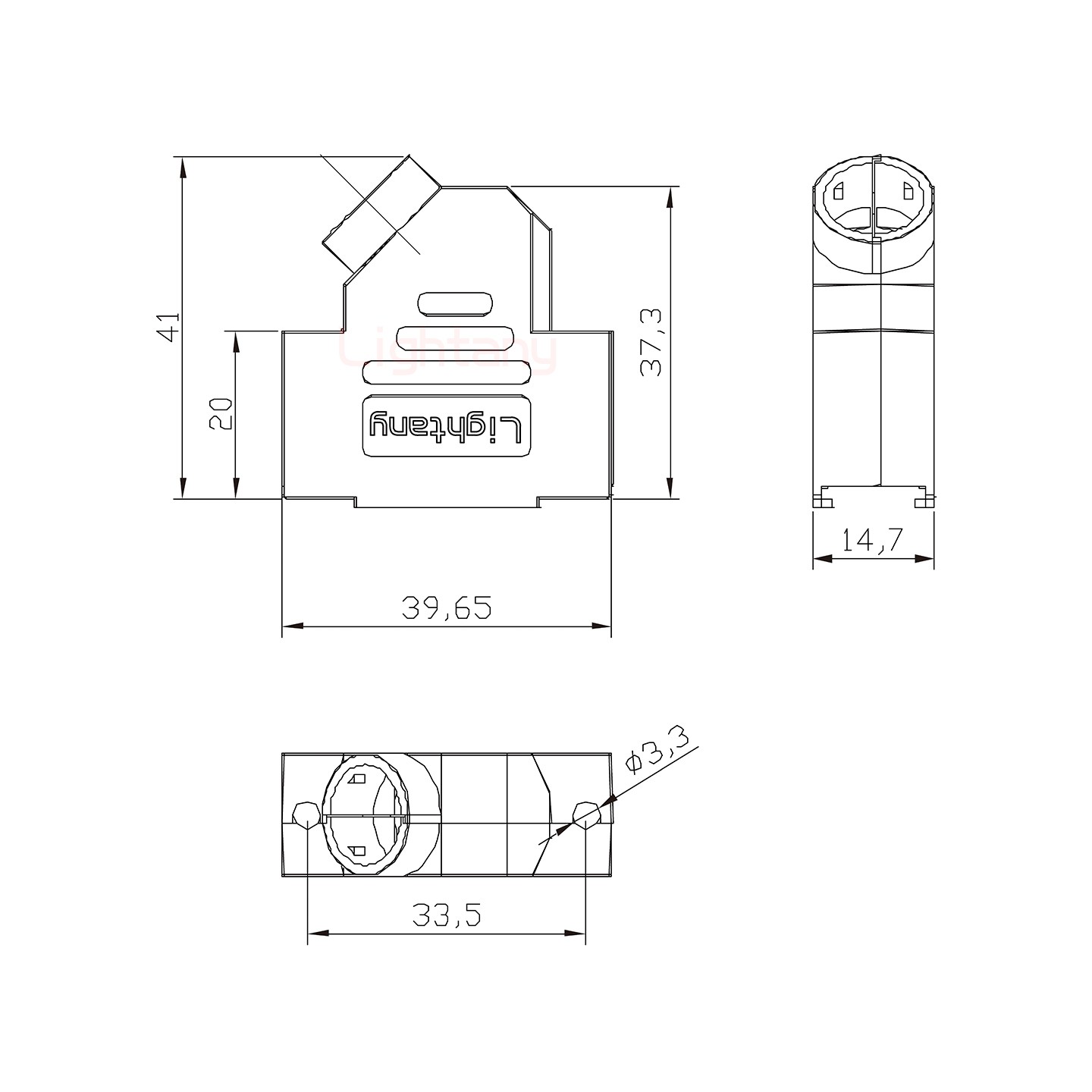 3V3母短體焊線40A+15P金屬外殼1679斜出線4~12mm