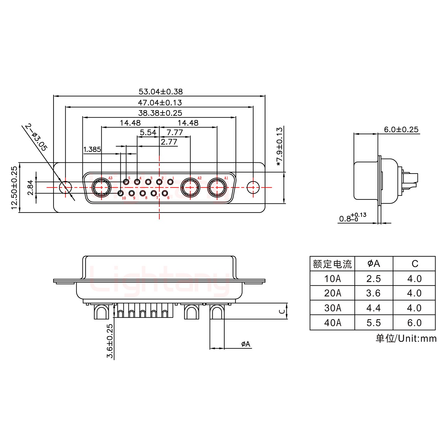 13W3母短體焊線20A+25P金屬外殼1015彎出線4~12mm