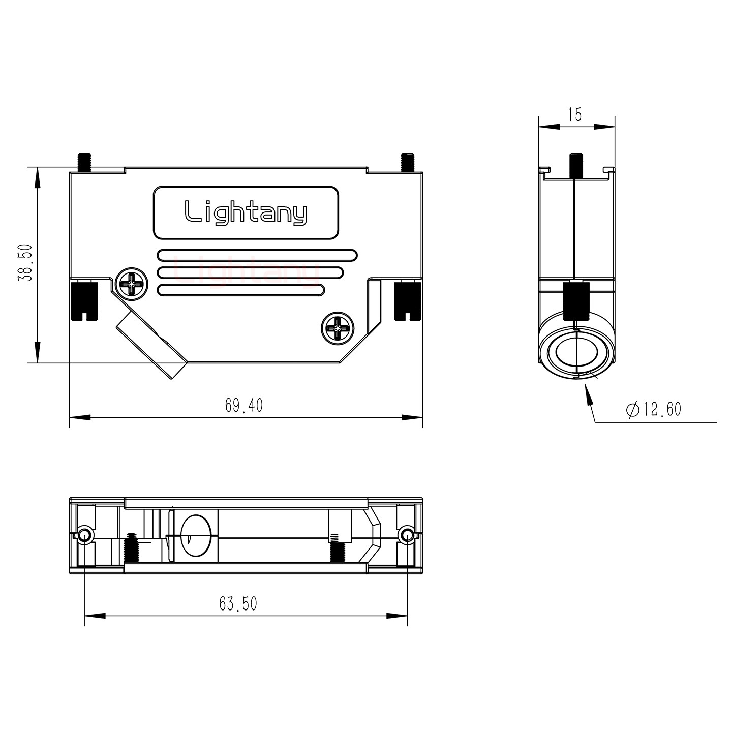 8W8公短體焊線20A+37P金屬外殼967斜出線4~12mm