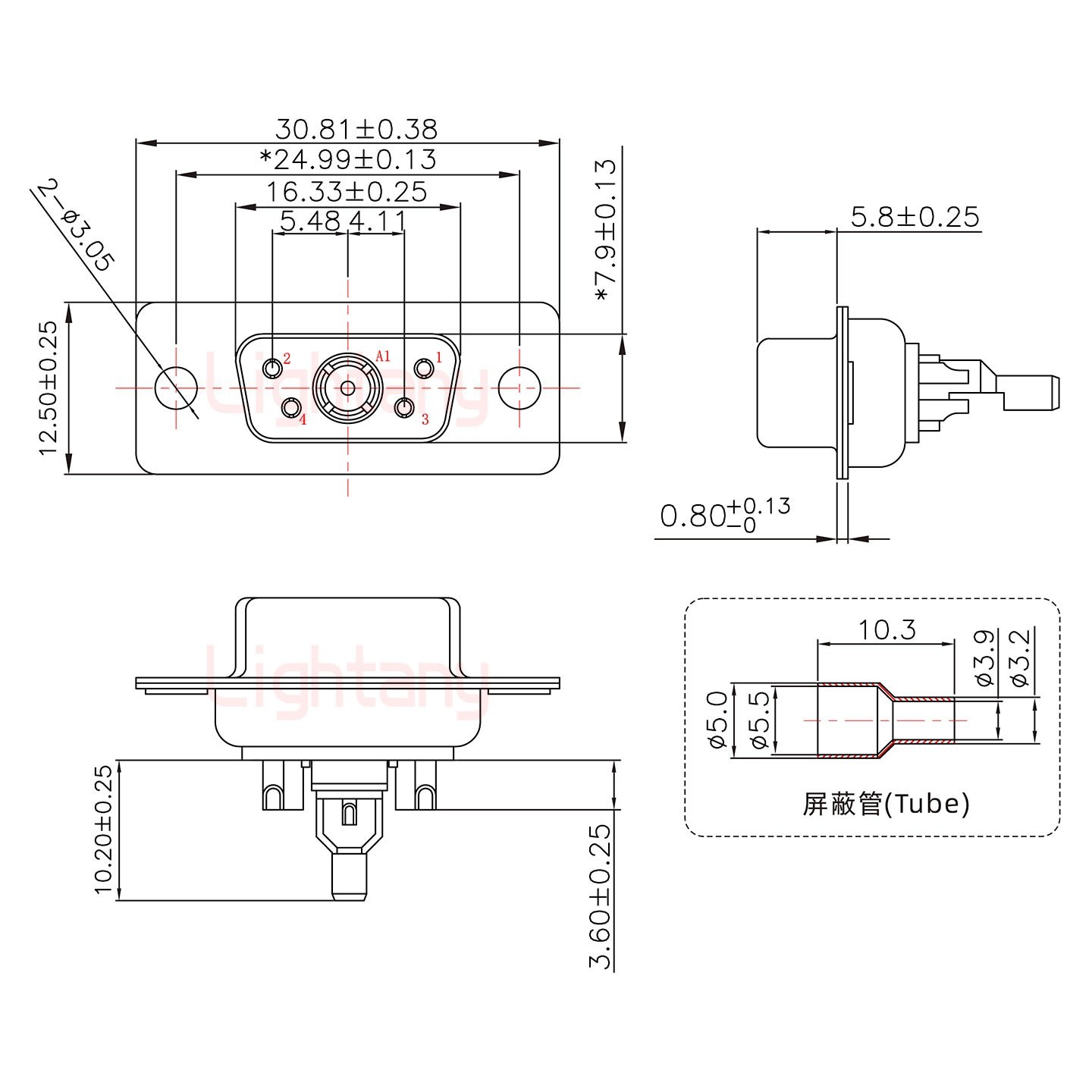 5W1母頭焊線+防水接頭/線徑5~11mm/射頻同軸50歐姆