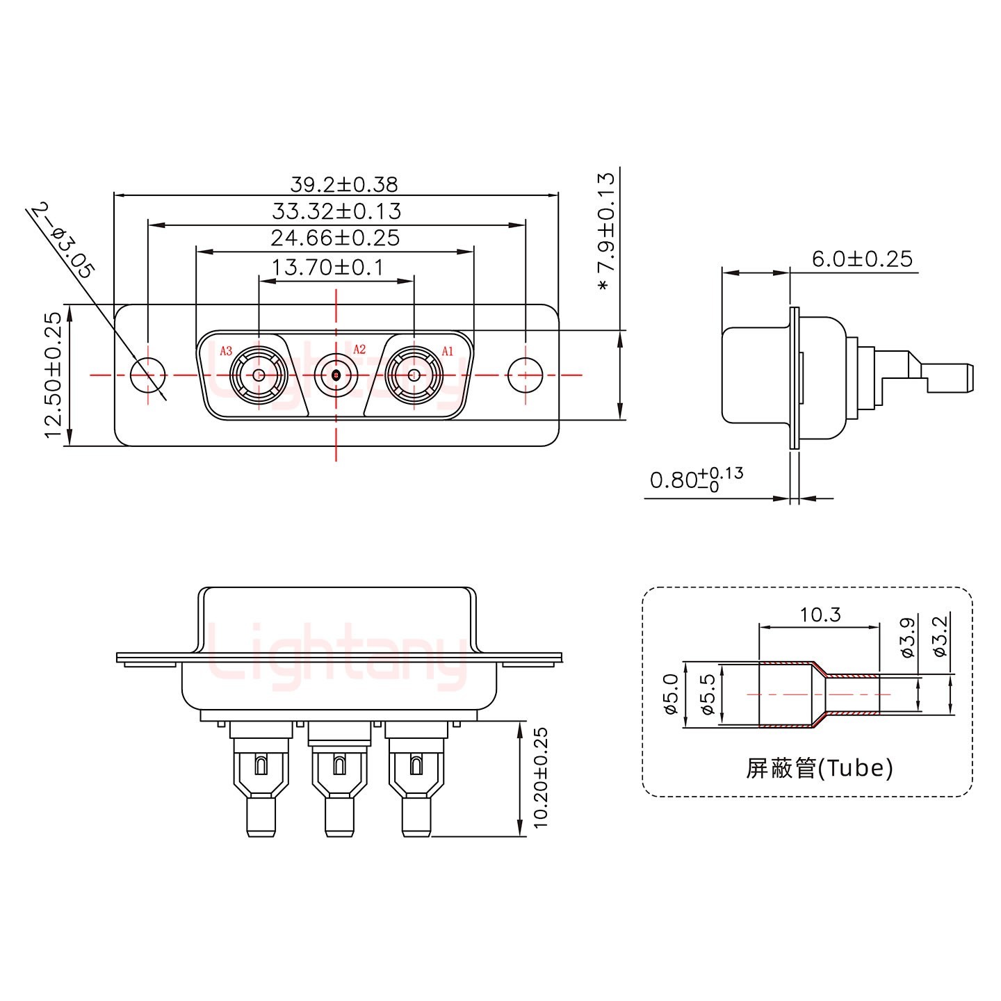 3V3母頭焊線+防水接頭/線徑5~11mm/射頻同軸75歐姆