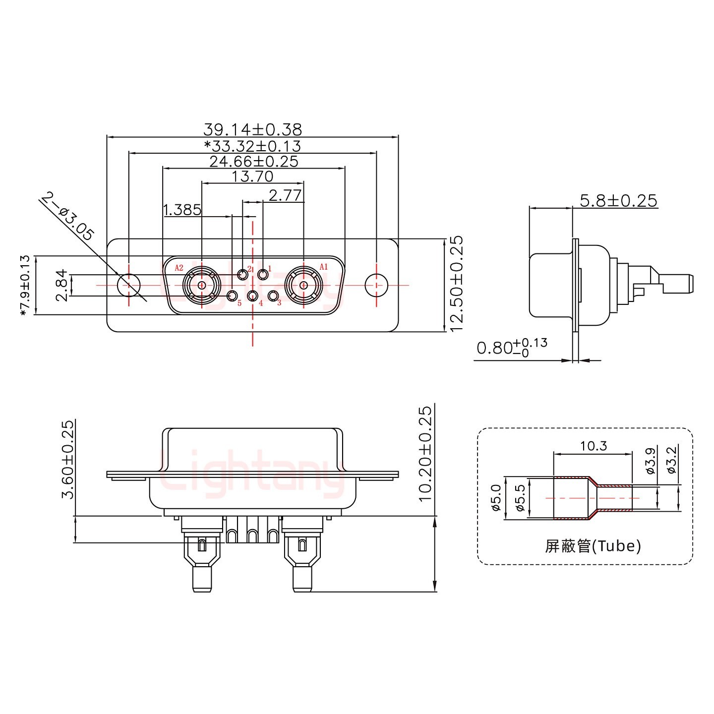 7W2母頭焊線(xiàn)+防水接頭/線(xiàn)徑5~11mm/射頻同軸50歐姆