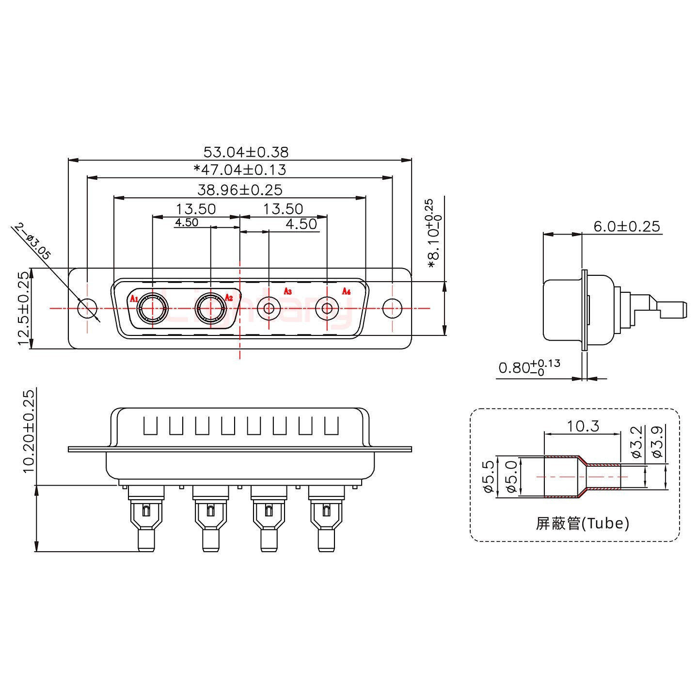 4V4公頭焊線+防水接頭/線徑10~16mm/射頻同軸50歐姆