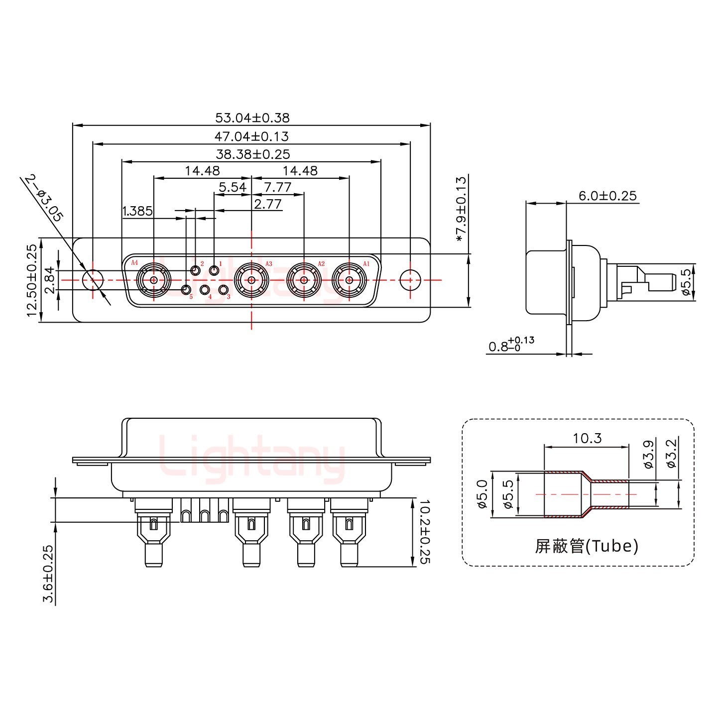 9W4母頭焊線+防水接頭/線徑10~16mm/射頻同軸50歐姆