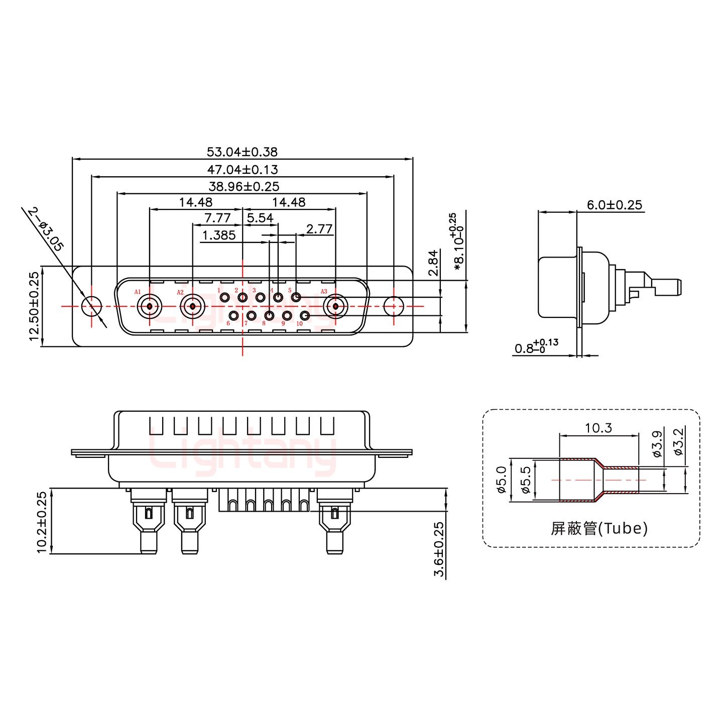 13W3公頭焊線+防水接頭/線徑10~16mm/射頻同軸50歐姆