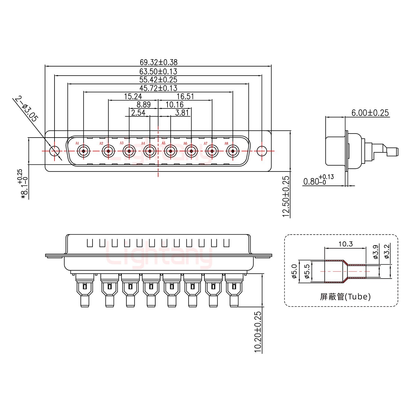 8W8公頭焊線+防水接頭/線徑10~16mm/射頻同軸50歐姆