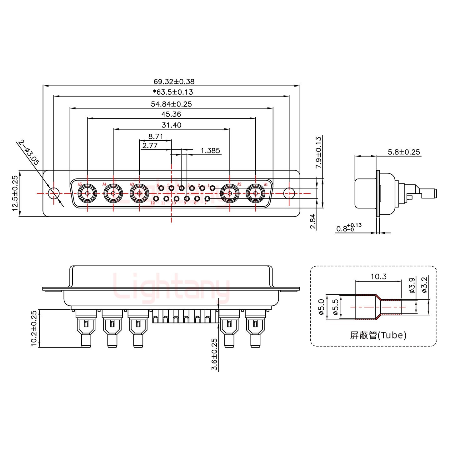 17W5母頭焊線+防水接頭/線徑10~16mm/射頻同軸50歐姆