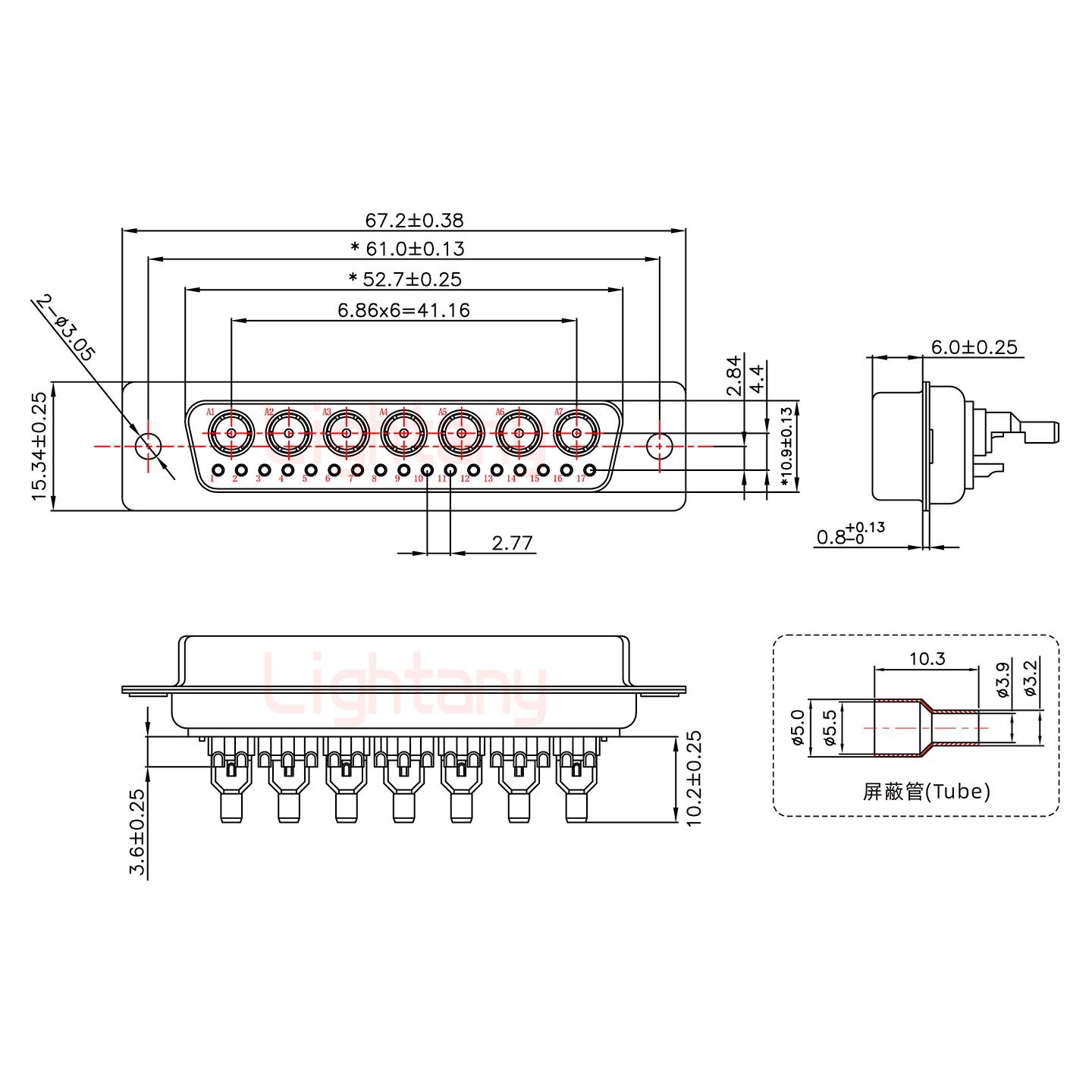 24W7母頭焊線+防水接頭/線徑5~11mm/射頻同軸50歐姆