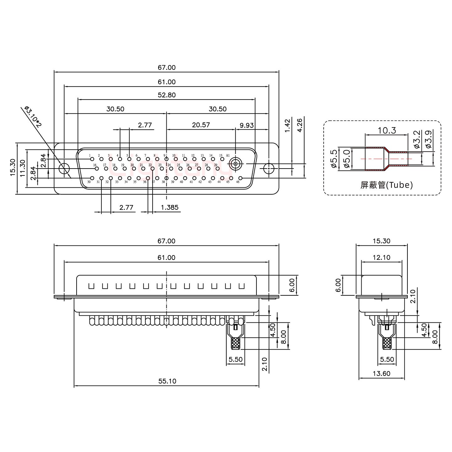 47W1公頭焊線+防水接頭/線徑10~16mm/射頻同軸50歐姆