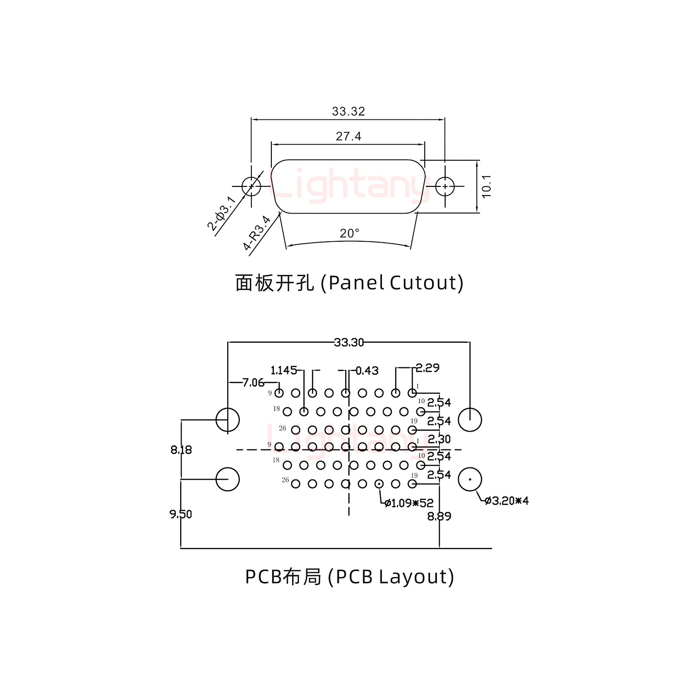 HDR26 母對母間距15.88車針雙胞胎 D-SUB連接器