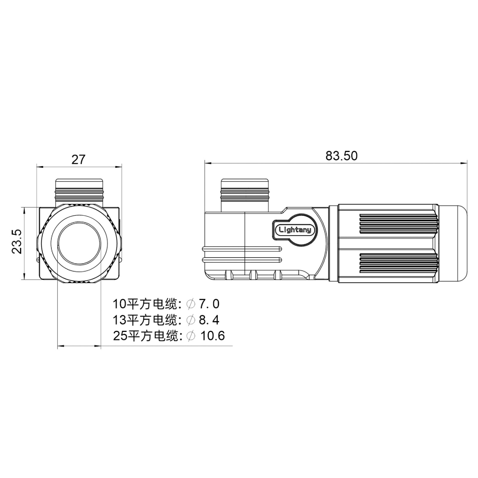 LTC0625-F1BR彎式插頭 25平方 120A 黑色