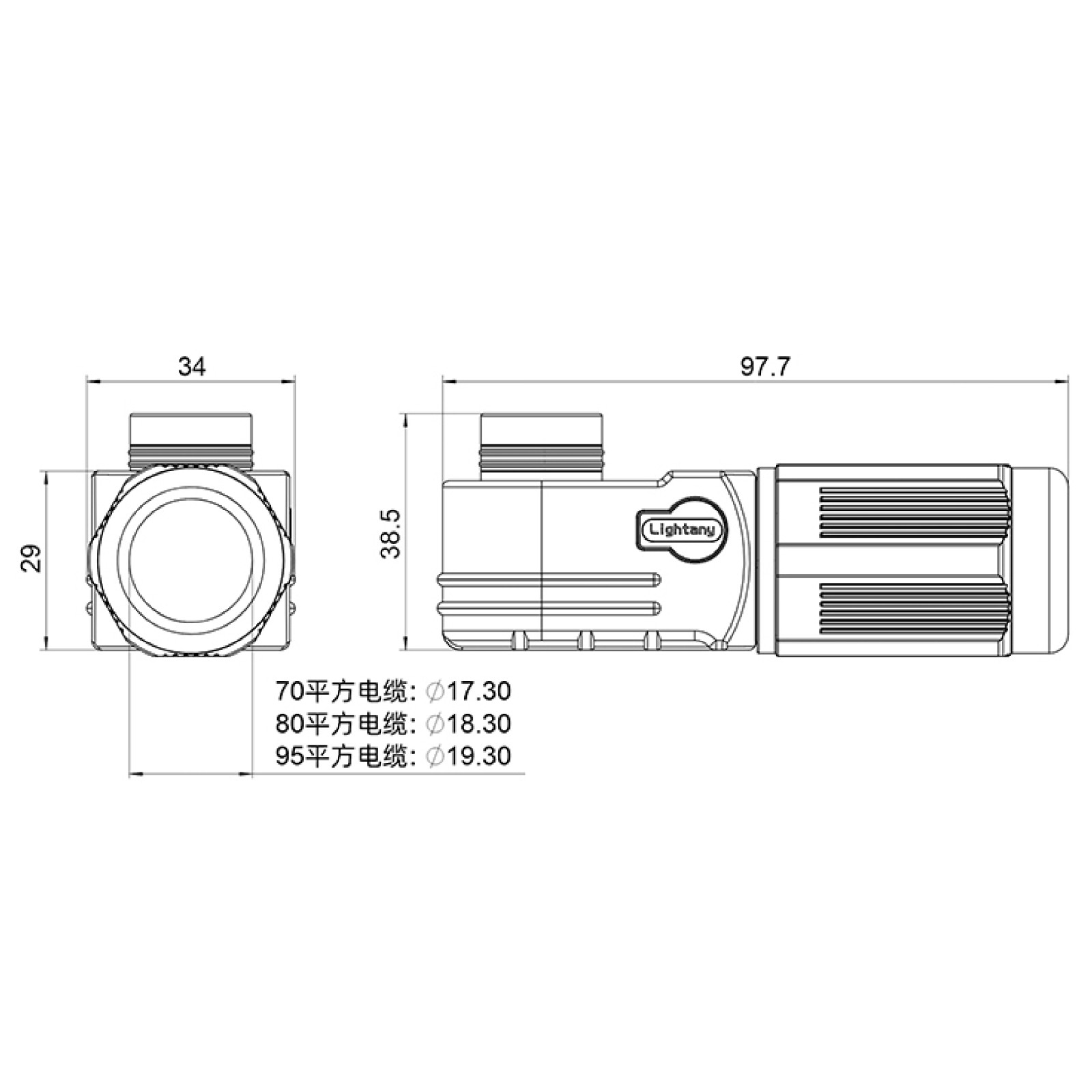 LTC1270-F1BR彎式插頭 70平方 250A 黑色