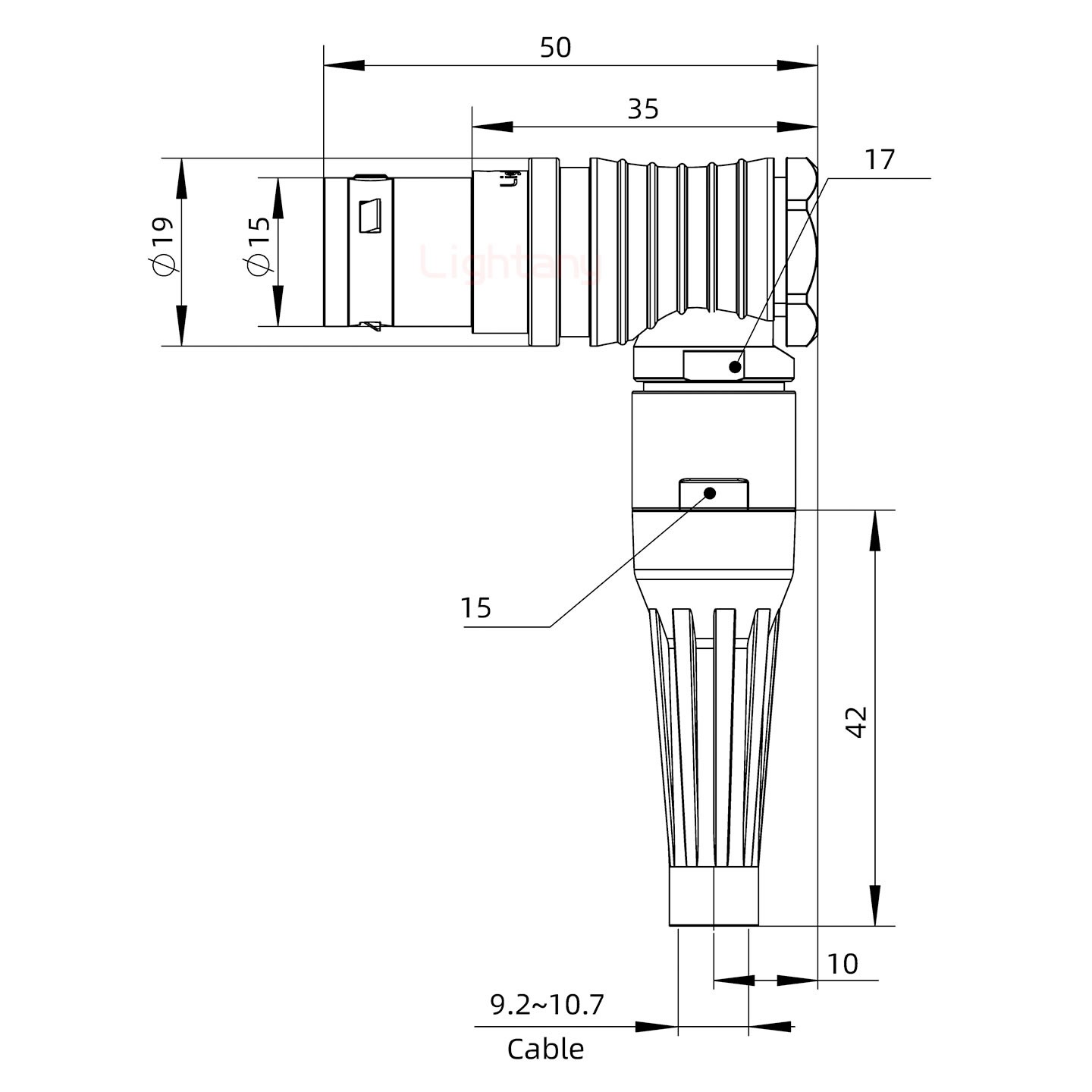 FHG.3B.007.CLAD10Z帶護套彎式插頭