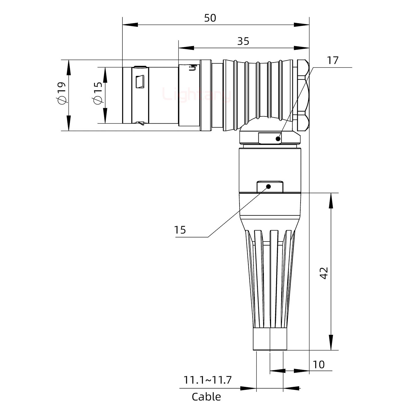 FHG.3B.008.CLAD12Z帶護套彎式插頭