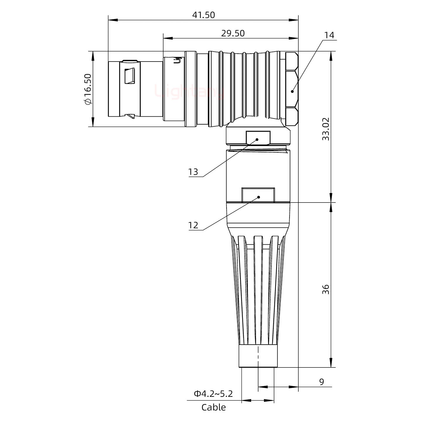 FHG.2B.002.CLAD52Z推拉自鎖帶護(hù)套彎式插頭