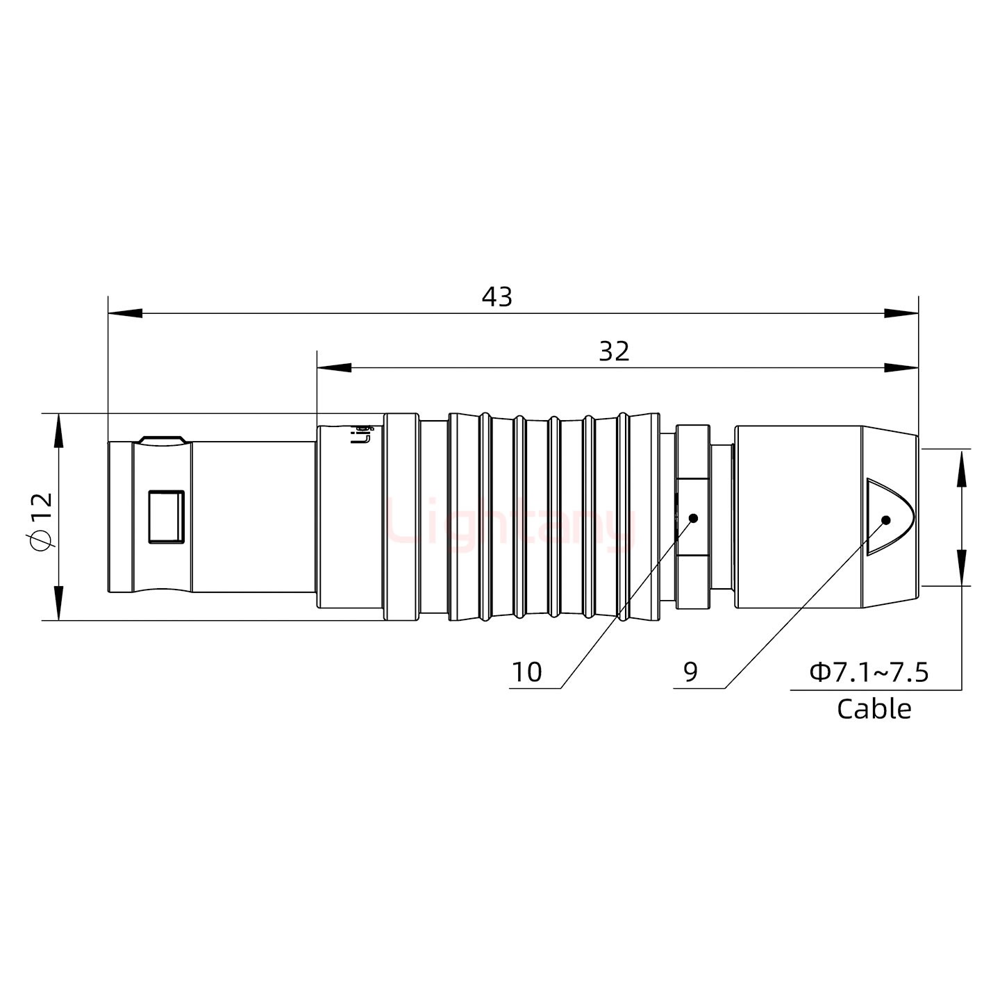 FGG.1B.010.CLAD76推拉自鎖直式插頭