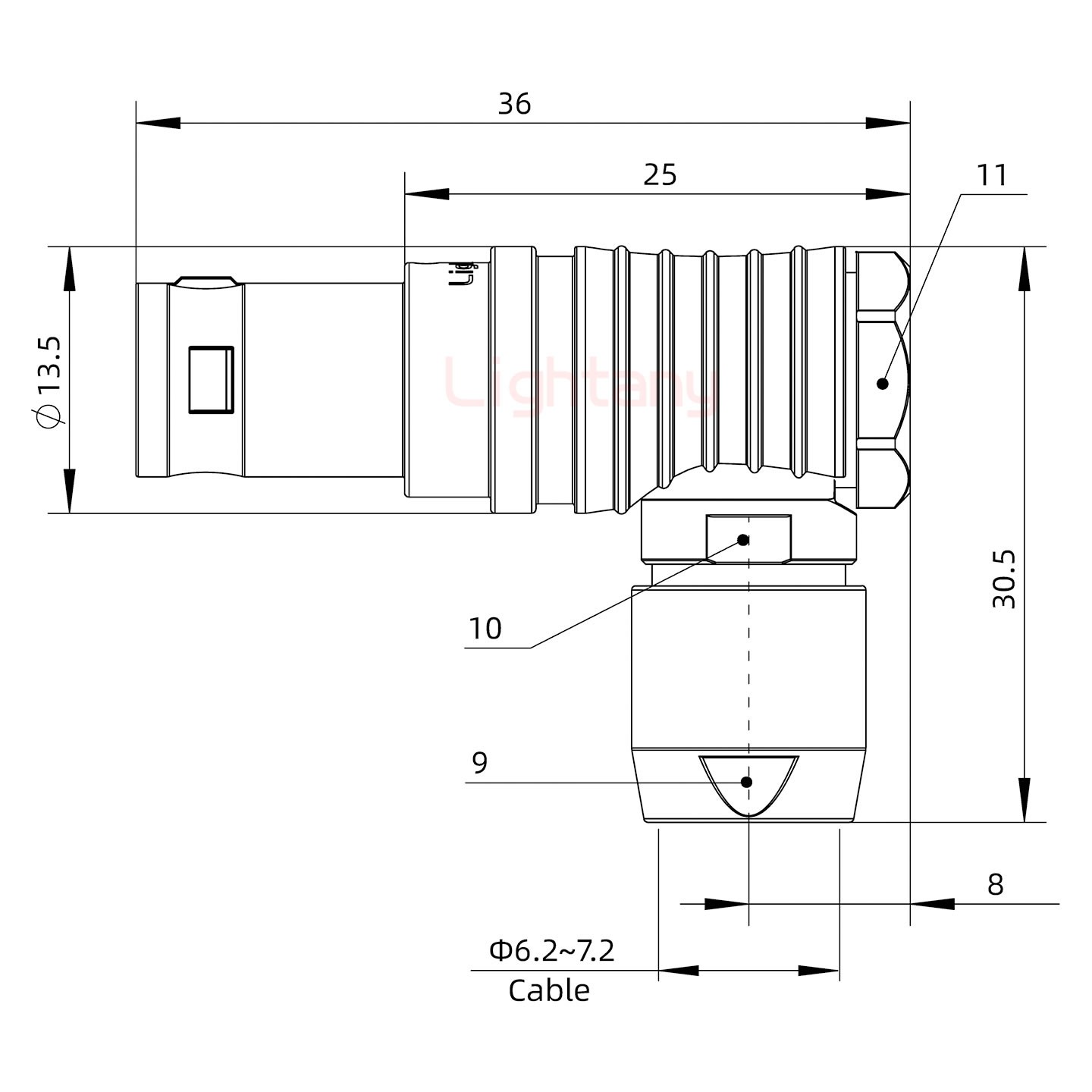 FHG.1B.014.CLAD72推拉自鎖彎式插頭