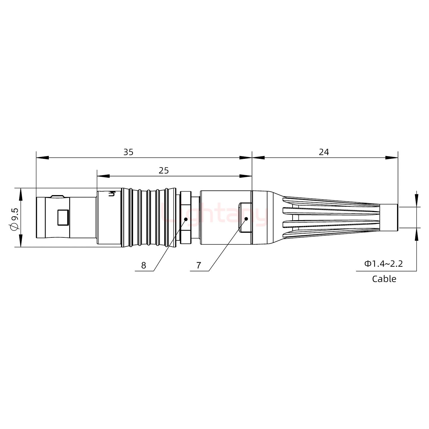 FGG.0B.006.CLAD21Z帶護套直式插頭