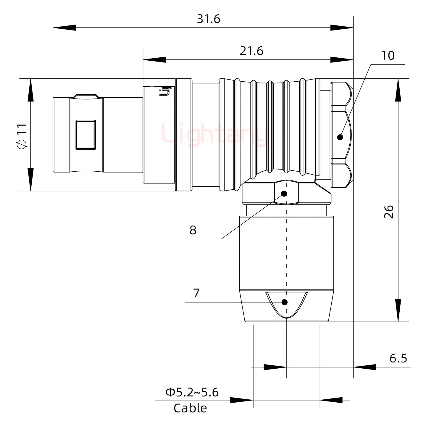 FHG.0B.004.CLAD56推拉自鎖彎式插頭