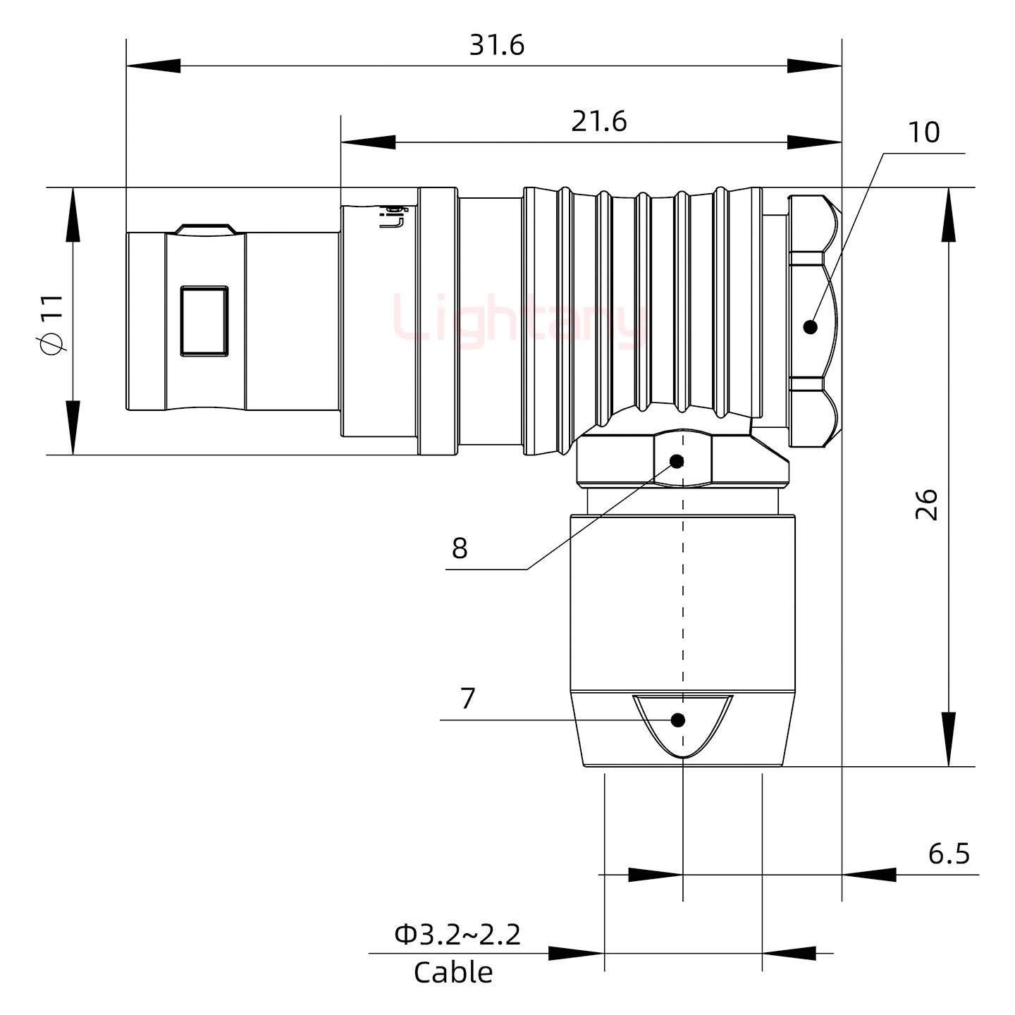 FHG.0B.005.CLAD31推拉自鎖彎式插頭