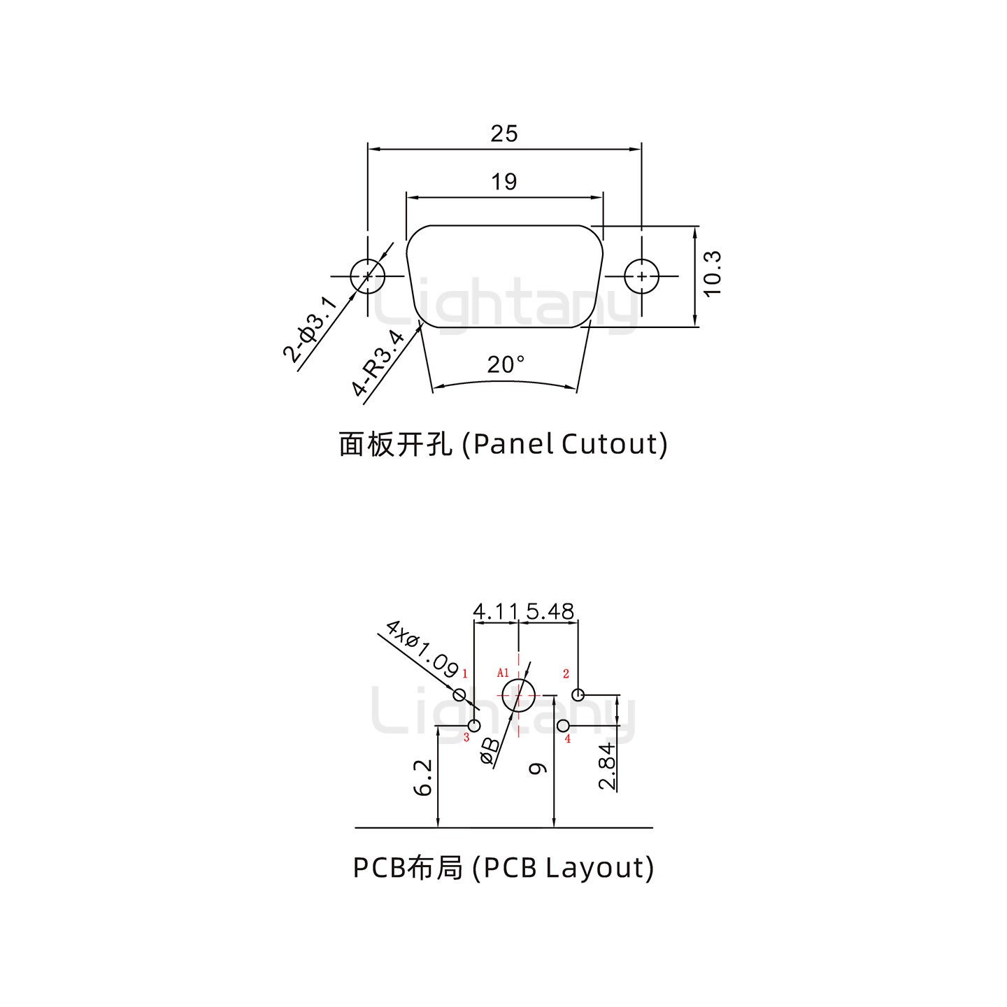 防水5W1公彎插板/鎖螺絲/大電流40A