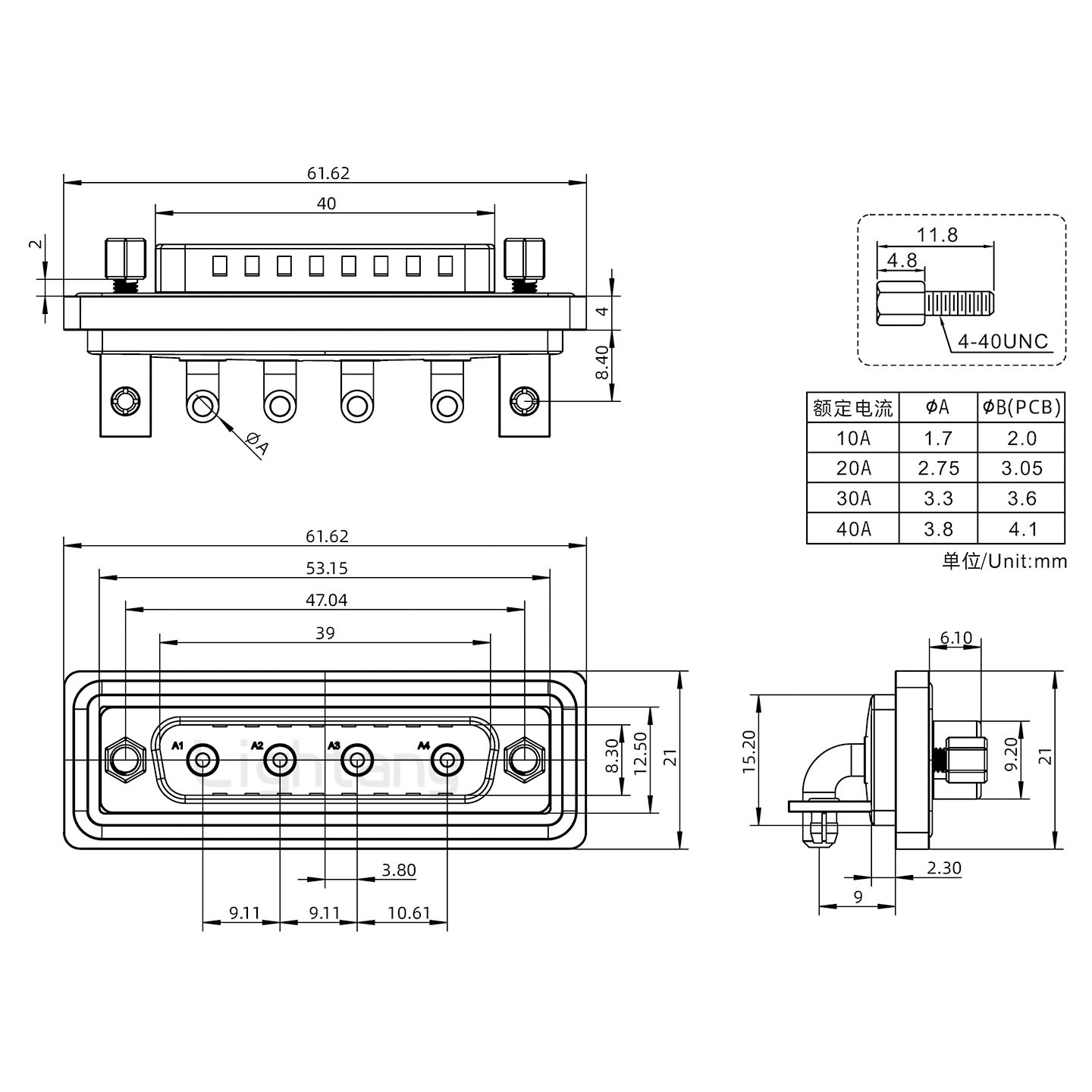 防水4W4公彎插板/鉚支架/鎖螺絲/大電流40A