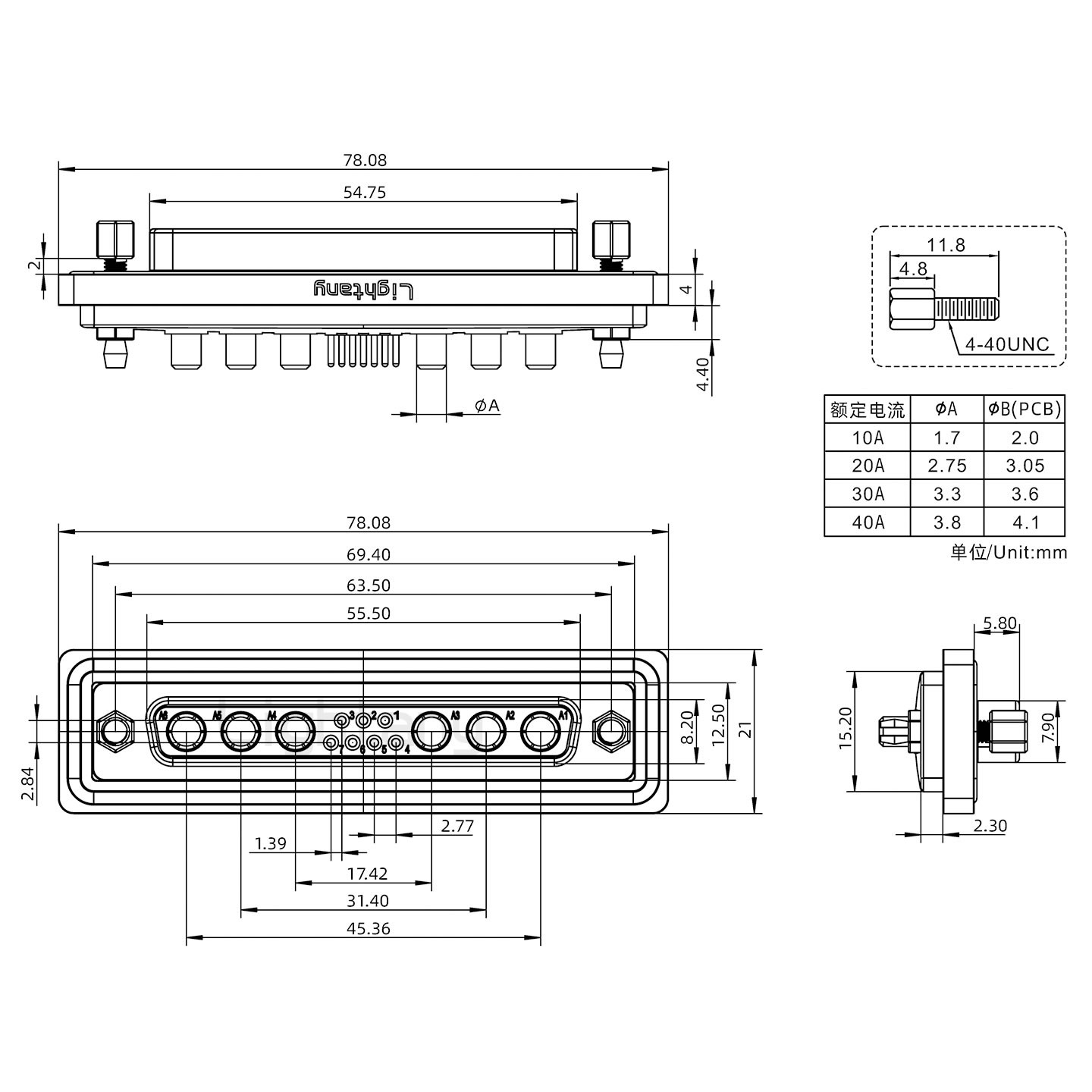 防水13W6A母直插板/鉚魚叉/鎖螺絲/大電流40A