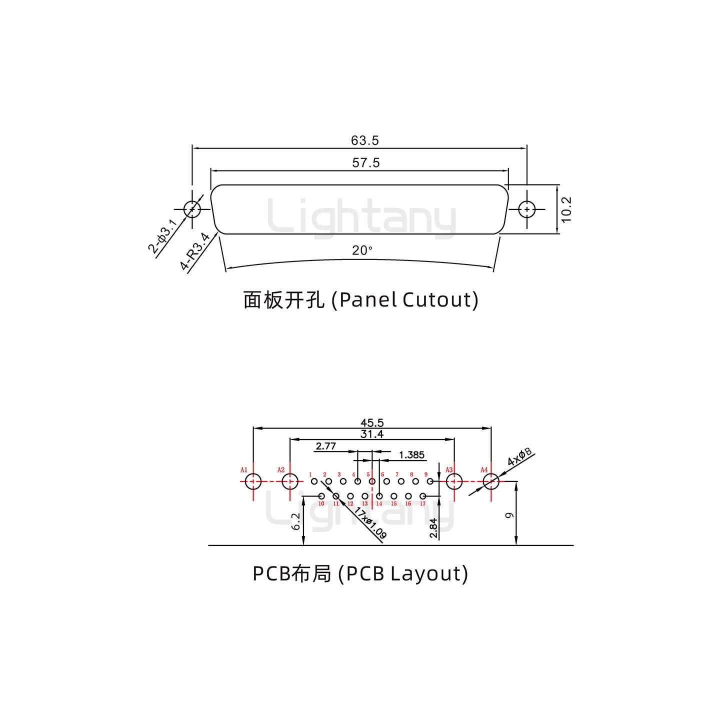 防水21W4公彎插板/鎖螺絲/大電流40A