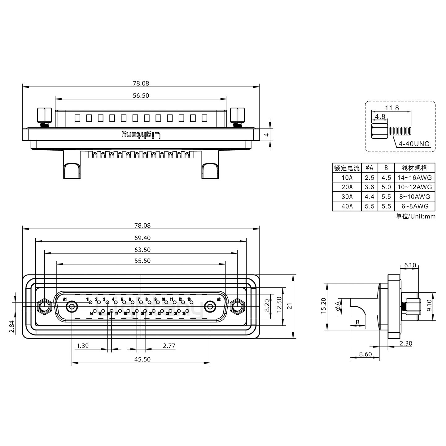 24W7公焊線式/鎖螺絲螺母+防水墊片/大電流40A